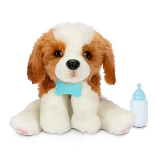 Little Live Pets My Really Real Puppy, Haustier-Spielzeug, 50 Geräusche und Reaktionen, Welpe mit weichem Fell und Augen zum Verschließen, Transportbox und Fläschchen, 4 Jahre, berühmt (LP800000) von Little Live Pets