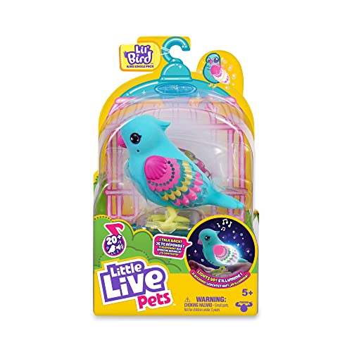 Little Live Pets - Parlanching-Vögel Tweet Twinkle, interaktives Haustier mit mehr als 20 Geräuschen und Reaktionen, wiederholt das, was Sie sagen, Spielzeug für Jungen und Mädchen ab 5 Jahren, von Little Live Pets