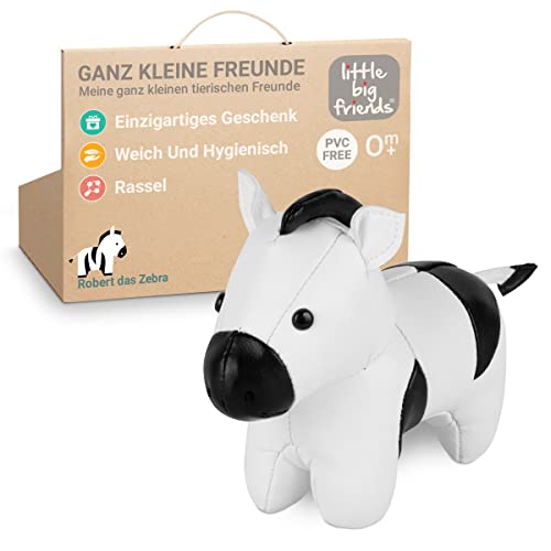 Little Big Friends Kleine Freunde | Rasselspielzeug | Spezielles Stofftier | Leicht zu reinigen | Robert das Zebra von Little Big Friends