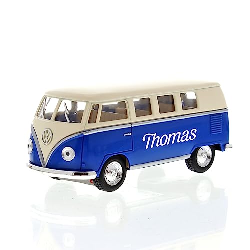 LittleStars Personalisierbares Spielzeugauto VW-Bus blau | Länge: 13,5 cm von LittleStars