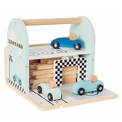 Tragbare Auto-Rennbahn mit Personalisierung I aus Holz I 22 x 15 x 20 cm I Geschenkidee für kleine Rennfahrer von LittleStars