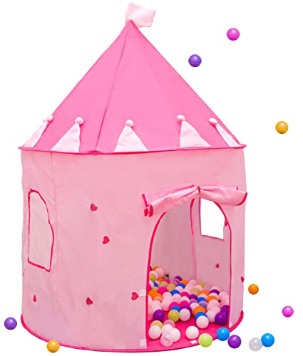 LittleTom Bällebad Mädchen - 300 Bälle - 100x100x135 Kinderzelt für Drinnen & Draußen - Spielzelt Kinder Bällebad Baby Zelt Deko Kinderzimmer - Baby Spielecke Indoor Spielplatz Kinder Spiel Haus Zelt von LittleTom