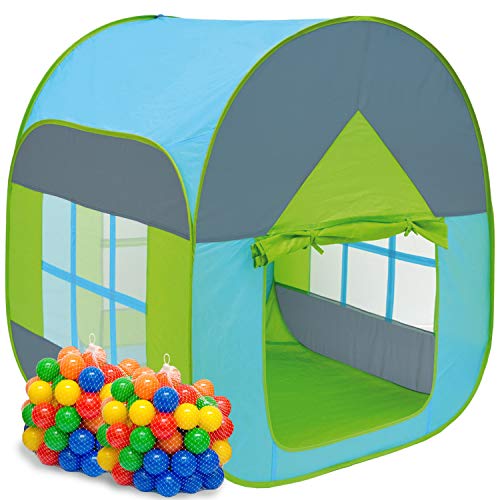 LittleTom Bällebad Zelt 200 Bälle Kinderzelt 90x90x110cm Baby Bällchenbad Blau von LittleTom