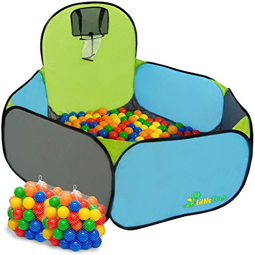 LittleTom Kids Bällebad mit Basketball Korb - 200 Bälle - 120x100cm Basketball Spielzeug Bällepool - Bällebad mit Bällen Baby Spielzeug Garten Bällebecken Baby Basketball Pool Bällebad Baby Spielzeug von LittleTom