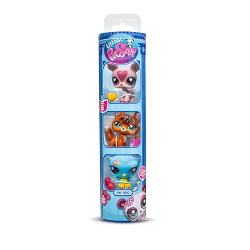 BANDAI Littlest Pet Shop BF00633 Wald Pets BF00633, Generation 7, Haustiere 157, 158, 159, echte LPS-Haustierfiguren, Display in Tube mit Haken, für Kinder ab 4 Jahren, 3 Stück von Littlest Pet Shop