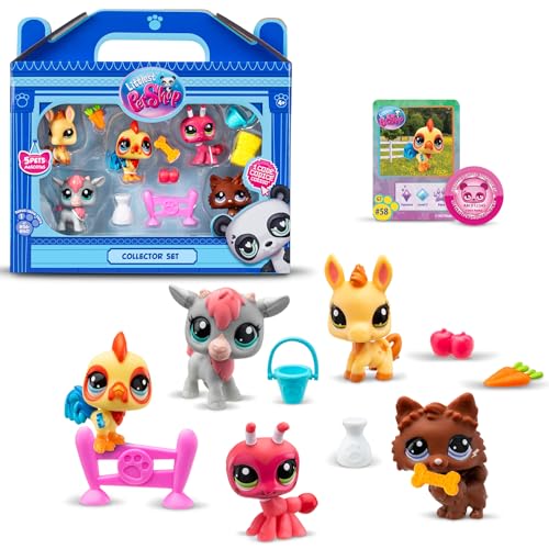 BANDAI - Littlest Pet Shop - Sammler-Set Bauernhofthema - 5 Tiere und Zubehör - Offizielle Lizenz - Set mit niedlichen Tierfiguren - Mini Tierfiguren - Spielzeug für Kinder ab 4 Jahren - BF00510 von Littlest Pet Shop