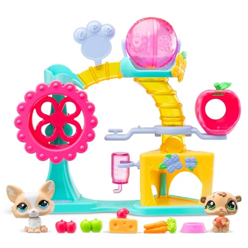 BANDAI - Littlest Pet Shop - Fun Factory Set - Spielset mit 2 Tieren, Dekoration und Zubehör - Niedliche Haustier-Spielzeugbox Hund und Hamster - Kinderspielzeug ab 4 Jahren - BF00519 von BANDAI