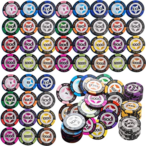 Liuer Pokerchips,LIiuer 48pcs Poker Chips mit Wert,Poker-Chips,Casino Chips für Counting Marker Poker Chips Roulette Casino Chips Pokerset Pokerchips Keramik von Liuer