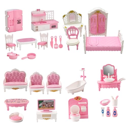 1 Set Dollhouse Möbel, 1:12 Puppenhauszubehör und Möbel mit Küche, Wohnzimmer, Schlafzimmer, Badezimmer für Kinderspielhouse Spielzeug 1 Set Dollhouse Möbel, 1:12 Puppenhauszubehör und Möbel mit Küche, Wohnzimmer, Schlafzimmer, Badezimmer für Kinderspielhouse Spielzeug von Liummrcy