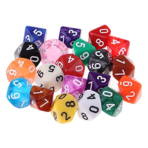 Acryl 10-seitige Zahlen Würfel mit viel facettenreicher Würfel transparent digitales Würfel-Accessoires Würfel, für Tischspiel Kids Mathematik Übung 20pcs, Spielzeug. von Liummrcy