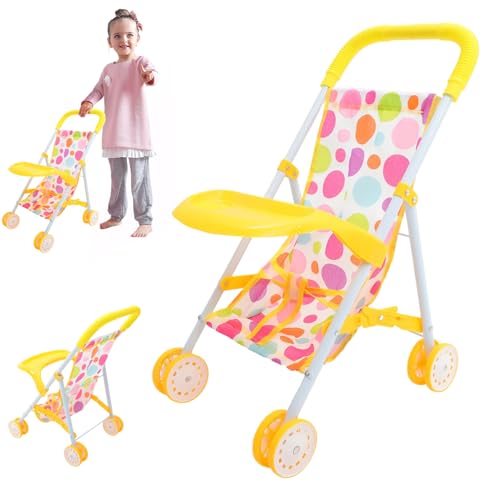 Liummrcy Babypuppenwagen Stabil ＆ Robus Doll Kinderstärke Faltbarer Babypuppenwagen mit abnehmbarem Fütterungsschale tun Spielzeug Spielzeug Baby Kinderwagen Geschenke für Kinder, Style 1, Spielzeug. von Liummrcy