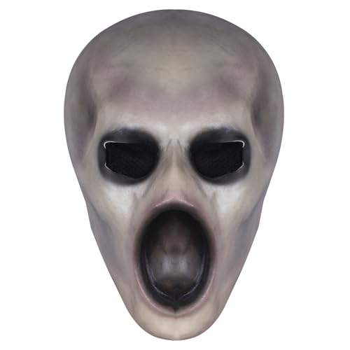 Gruselige Gesichtsmaske blasse Halloween -Maske Ghost Skull Cosplay Kostüm Halloween Party Vollgesichts Maske gruselige helle Maske mit schwarzem Mund und Augen gruselige Monsterlinie Erwachsene Mask von Liummrcy