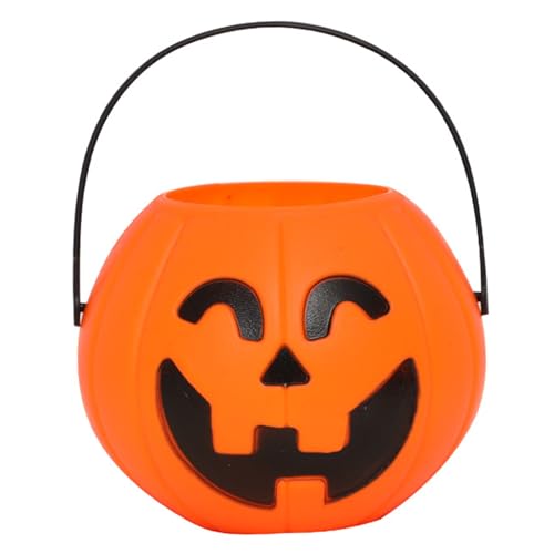 Halloween Candy Bowl Smile Face Pumpkin Candy Eimer 7.1x8,3 Zoll BPA kostenlose Plastikkürbis -Süßigkeiten -Schüssel mit Grifftrick oder Leckereien Halloween Candy Halter Behälter für Halloween -Deko von Liummrcy