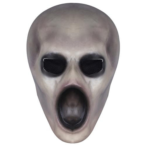 Halloween Masken für Erwachsene, gruselige Gesichtsmaske blasse Ghost Skull Cosplay Kostüm, Halloween Party Vollgesichts Maske gruselige blasse Maske mit schwarzem Mund und Augenkriechen, Latexmaske von Liummrcy