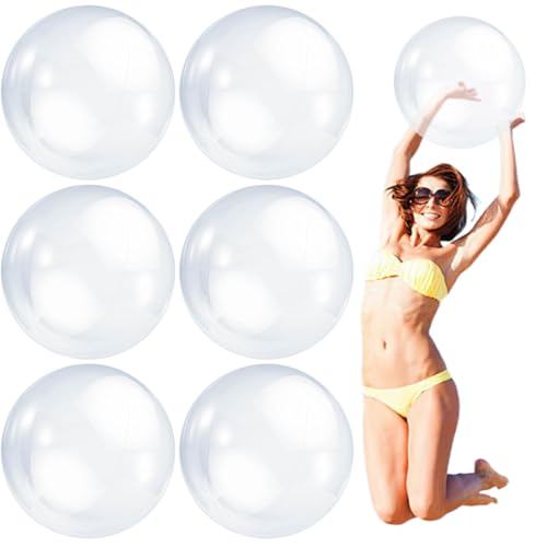 Liummrcy Klare Bälle, 6pcs klare Strandbällchen aufblasbarer Ball 16 '' Giant Beach Ball PVC PVC Blow Ball transparent Swimming Pool Ball für Sommer Beach Pool Party Gefälligkeiten von Liummrcy