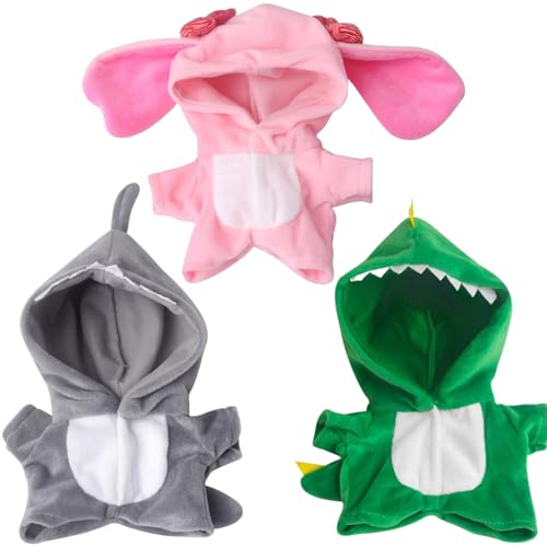 Liummrcy 18 Zoll Puppe Kleidung 3PCS Kaninchen, Wolf & Dinosaurierpuppe Kleidung mit Schwanz Kapuze Ganzkörper American Doll Kleidung DIY Dekorative ausgestopfte Tierkleidung, Keine Puppe, Spielzeug. von Liummrcy