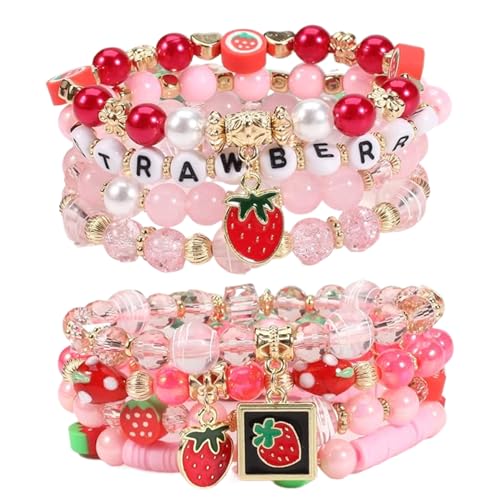 Liummrcy 8pcs Halloween -Armbänder entzückende Cartoon Perlen Kristall Erdbeerschmuck charmvoll Funkelnde Stretchanhänger Armband Halloween Dekorationen für Frauen Mädchen, Halloween von Liummrcy