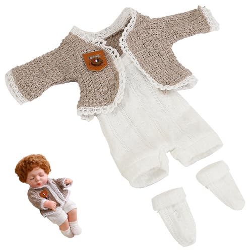 Liummrcy Babypuppen-Schlafanzug, Reborn-Puppenkleidung für 12x4-Zoll-Puppen, 1 Set, süße DIY-Puppenkleidung, Simulation von Winter- und Herbst-Befestigungsband, Schlaf-Reborn-Puppenzubehör, Khaki von Liummrcy