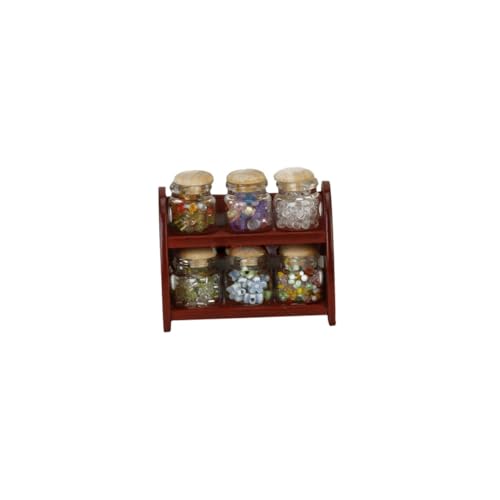 Liummrcy Dollhouse Möbel, Puppenhaus Mini Möbelmodell Regale mit Süßigkeitenglas Küche Modell 1:12 Mahagonifarbe von Liummrcy