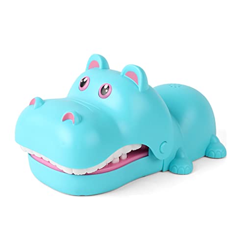 Liummrcy Gag Toys Praktische Witze, Cartoon Hippo Spielzeug Biss die Hand Finger Lustige Zahnarztpame Hippo Form Neuheit Spielzeug für Kinder Erwachsene Kinder Familie Spielen Spaß Blau von Liummrcy