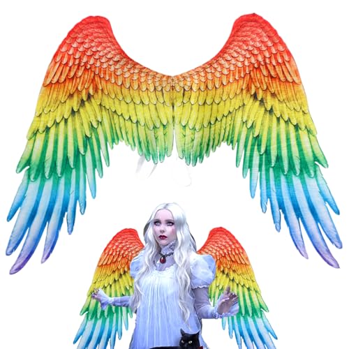 Liummrcy Gott Flügel 41 x 29,5 Zoll Halloween God Kostüm Nicht gewebter Stoff Cosplay Flügel für Erwachsene mit verstellbaren Trägern für Halloween Cosplay Dress Up Carnival Rainbow, Halloween von Liummrcy