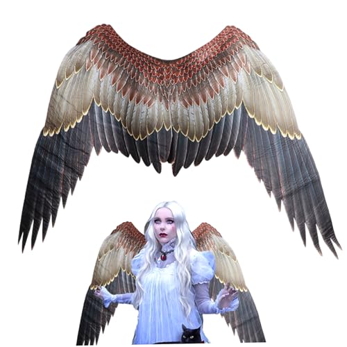 Liummrcy Gott Flügel 41 x 29,5 Zoll Halloween God Kostüm Nicht gewebter Stoff Cosplay Flügel für Erwachsene mit verstellbaren Trägern für Halloween Cosplay Dress up Carnival Eagle Style, Halloween von Liummrcy