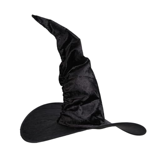 Liummrcy Halloween Hexenhut Großer Frauen Hexenhut Schwarz Plissee Witch Kostümzubehör Halloween Cosplay Accessoires, Halloween von Liummrcy