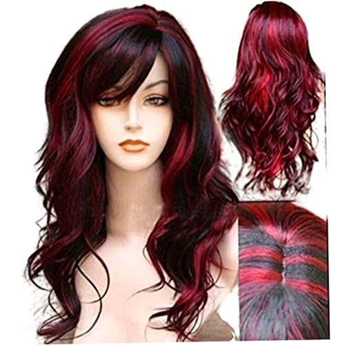 Liummrcy Halloween Perücken für Kinder, Kurze lockige Perücke mit Pony Synthetic Long Hair Wavy Red Mixed Black Wigs Party Cosplay Kostüm Halloween Perückenfaserfaser Haare für Frauen Mädchen von Liummrcy