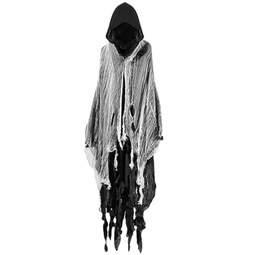 Liummrcy Halloween Umhang mit Haube Vintage Sensenmut Cloak Horror mittelalterlicher Umhang Männer Renaissance Cloak Hexe Geisterkostüm für Erwachsene Cosplay Requisiten Halloween Party, Halloween von Liummrcy