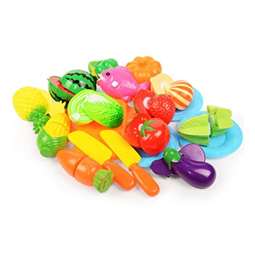 Liummrcy Holzspielzeug, Lebensmittel schneiden Spielzeug für Kinder Spielen Essen 20pcs/Set Toy Food BPA kostenlos Obst Gemüse Spielzeugspiel Küche Accessoires für Mädchen Jungen Geschenk von Liummrcy