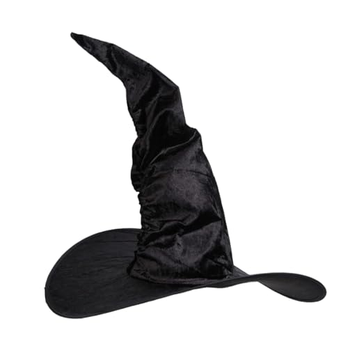 Liummrcy Hüte für Erwachsene, Halloween Hexenhut Großer Frauen Hexenhut Schwarzes Falten -Hexenkostümzubehör Halloween Cosplay Accessoires von Liummrcy