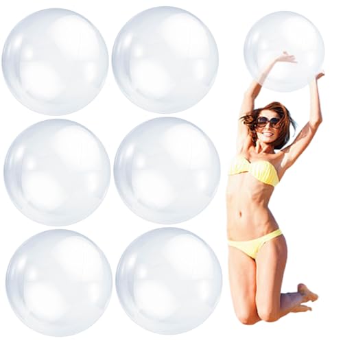 Liummrcy Klare Bälle, 6pcs klare Strandkugeln aufblasbarer Ball 21 '' Giant Beach Ball PVC PVC Blow Ball Transparent Swimming Pool Ball für Sommer Beach Pool Party Gefälligkeiten von Liummrcy