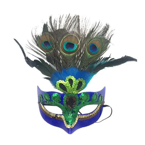 Liummrcy Make -up -Masken -Prom -Maske Peacock Federn Mask Party Maske Venezianische Maskerade -Maske für Frauenblau, Halloween von Liummrcy