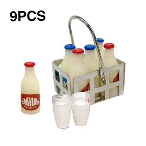 Liummrcy Miniatur Milchflasche Korb Set Milchflaschen Milch Tassen Dollhouse Lebensmittelzubehör 9pcs Style1, Spielzeug. von Liummrcy