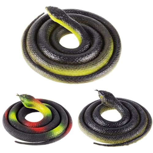 Liummrcy Praktische Witze, 3 PCs realistische Gummischlangen gefälschte Mamba Snake Garden Requisiten, um Vögel und Katzen Halloween Decoration Streichparty 7,2 Zoll und 31,5 Zoll zu erschrecken von Liummrcy