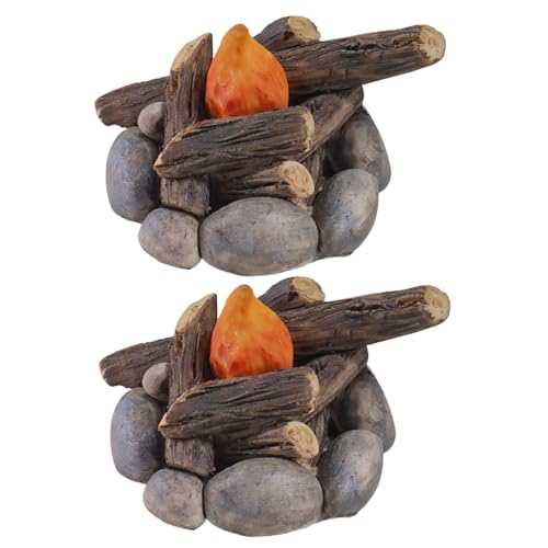 Liummrcy Toy Campfire Resin 2PCS 2.1 x 1,8 x 1,4 Zoll gefälschtes Lagerfeuer wasserdichtes Mini-Lagerfeuer Fade-resistantes Cartoon süßes gefälschtes Feuer für Dollhouse Garden, Spielzeug. von Liummrcy