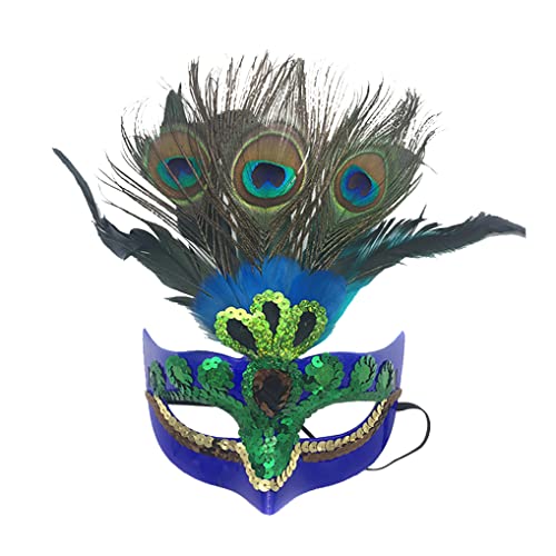 Liummrcy Weihnachtsdekorationen, Make -up -Maske Prom Maske Pfauenfedern Maske Party Maske Venezianische Maskerade Maske für Frauenblau von Liummrcy