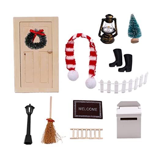 Liummrcy Weihnachtsdekorationen, Weihnachts Puppenhaus Möbel 12PCS Simulation Mini Weihnachtsbaumtür Leiter Postfach Garten Möbel Puppenhauszubehör Stil 1 von Liummrcy