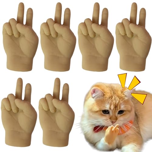 Liummrcy Winzige Hände für Katzen 6pcs realistische V-Sign Mini-Hände dehnen kleine Hände Silikon lustige interaktive kleine Hände für Streicheln, Spielzeug. von Liummrcy