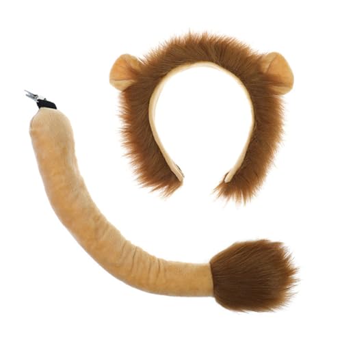 Löwen Ohren Plüsch Stirnband und Schwanzkostüm Kit Lions Ohr Cosplay Accessoires für Kinder und Erwachsene Halloween Weihnachtsgeburtstagsfeier Performance, Halloween von Liummrcy