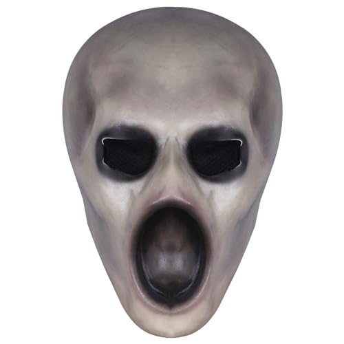 Masken für Erwachsene, gruselige Gesichtsmaske blasse Halloween Maske Ghost Skull Cosplay Kostümparty Vollgesichtsmaske, schwarzer Mund und Augen gruselige Monsterlinie für Erwachsene, Latexmaske von Liummrcy