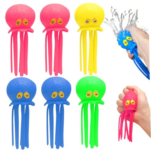 Octopus Bad Spielzeug, 6pcs quietbares weiches süßes Oktopus-Poolspielzeug mit Multi-Löchern, Stressabbau Kleinkindpool-Spielzeug, 6,3 x 2,6 Wasserssensorische Spielzeuge für Kinder 3+, Spielzeug. von Liummrcy