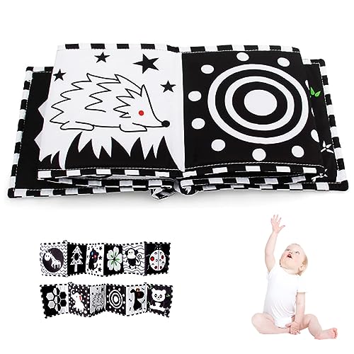 Schwarz -Weiß -Hochkontrast -Stoffbuch Baby Sensory Toys Ladybug Stil Baby Sensory Karten Buch Baby Cot Liner für Neugeborene Babyparty Geschenke, Spielzeug. von Liummrcy