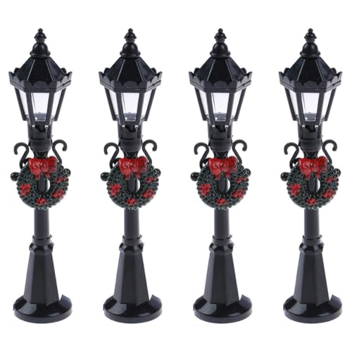 Weihnachtsschmuck, Mini Street Light Model Weihnachten Lampenposten Puppenhaus Lanternleuchten für Feengarten 4 PCs Weihnachtsschmuck, Mini Street Light Model Weihnachten Lampenposten Puppenhaus Lanternleuchten für Feengarten 4 PCs von Liummrcy