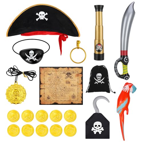 Livdouyu Piratenkostüm Kinder, Piratenhut Kinder Karneval Piratenkostüm Kinder Piratenkostüm Zubehör für Jungen Mädchen von Livdouyu