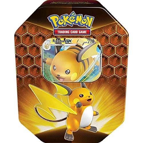 Lively Moments Pokemon Karten Tin Box Sun&Moon Hidden Fates Raichu-GX EN Englisch Trading Card Game/Metallbox von Lively Moments