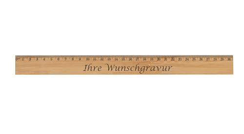 5x Holz-Lineal aus Bambus mit Gravur / Länge: 30cm von Livepac-Office