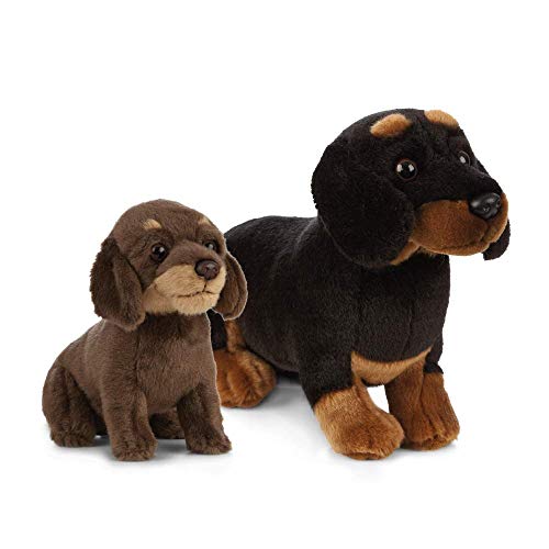 Living Nature AN484 Dachshund (Sausage Dog) Mother & Puppy Gift Bundle Plüschspielzeug für Hunde und Welpen, Spaniels, schwarz/braun von Living Nature