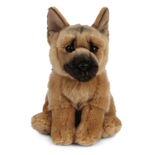 Living Nature Deutscher Schäferhund Plüschtier, realistisches, Flauschiges Kuscheltier für Babys, Jungs, Mädchen und Erwachsene, nachhaltiges Stofftier für Kinder, Geschenke zur Geburt, 21cm von Keycraft