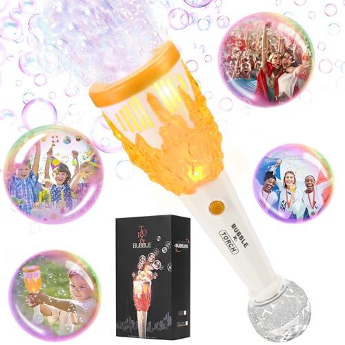 Livofloral Seifenblasenmaschine Fackel Automatische Seifenblasenpistole Kinder 12000 Blasen/Min 150ml Seifenblasenlösung Blasenspielzeug mit Licht Bubble Machine für Kinder Geburtstag Party Geschenk von Livofloral